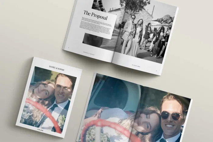 Modern Wedding Magazine Album — Editorial Aesthetic, Softcover Photo Book in Portrait, Landscape & Square